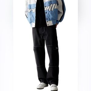 PacSun Men’s Washed Black Baggy Cargo Jeans Size 31x 32